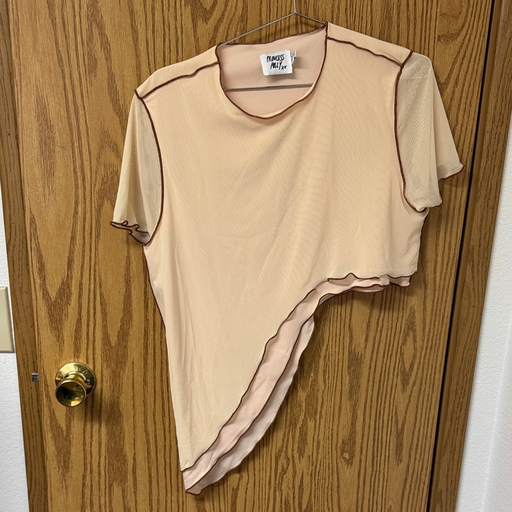 Princess Polly Beige Asymmetrical Tee